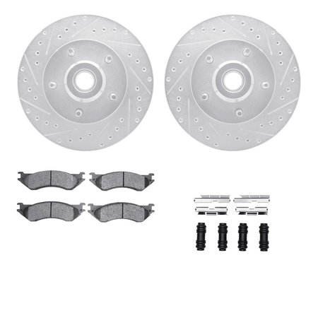 DYNAMIC FRICTION CO 7412-40012, Rotors-Drilled and Slotted-Silver w/Ultimate Duty Brake Pads incl. Hardware, Zinc Coated 7412-40012